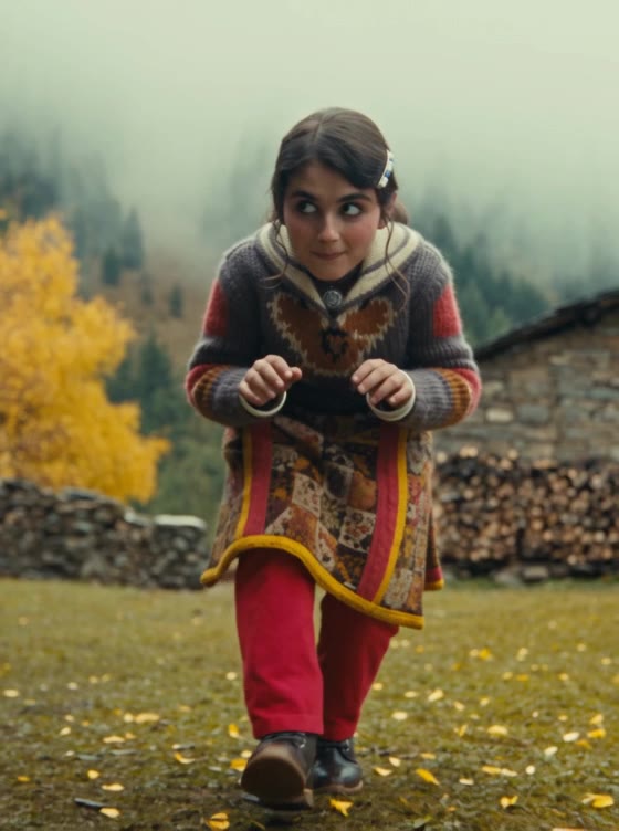 A girl in a Himalayan village in autumn